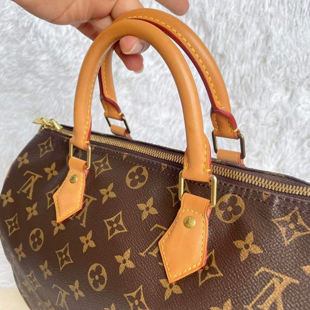 Louis Vuitton Brown Monogram Canvas Top-Handle Shoulder Bag with Tan Accents